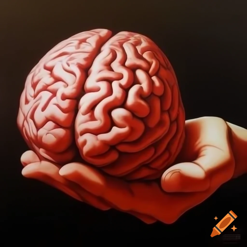 Human hand holding a brain, symbolizing knowledge or medical themes