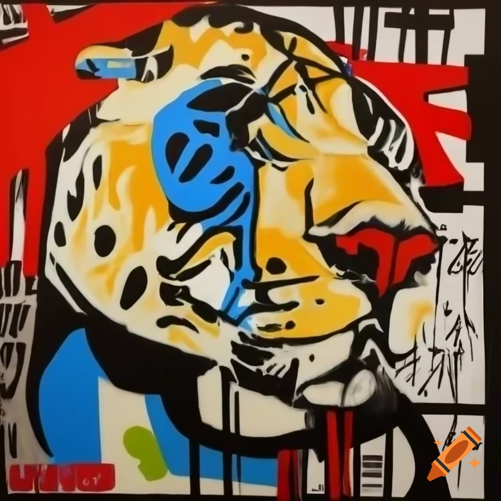 Abstract animal painting by Basquiat and Francisco Eppens