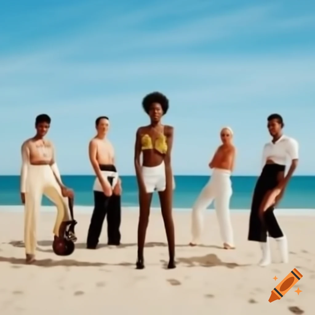 Music band performing on the beach with female singer