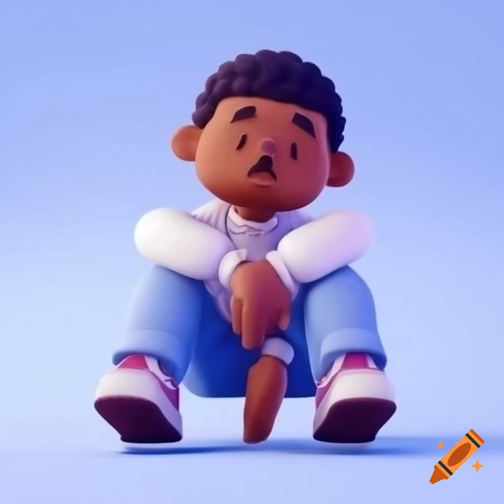 3d cartoon character in relaxed pose with soft features on craiyon
