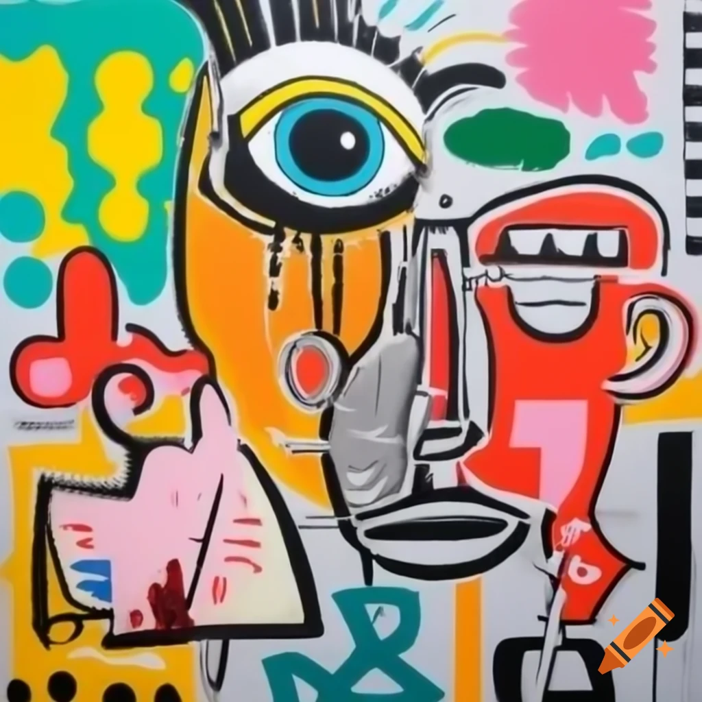 Abstract zoo painting by Basquiat and Francisco Eppens