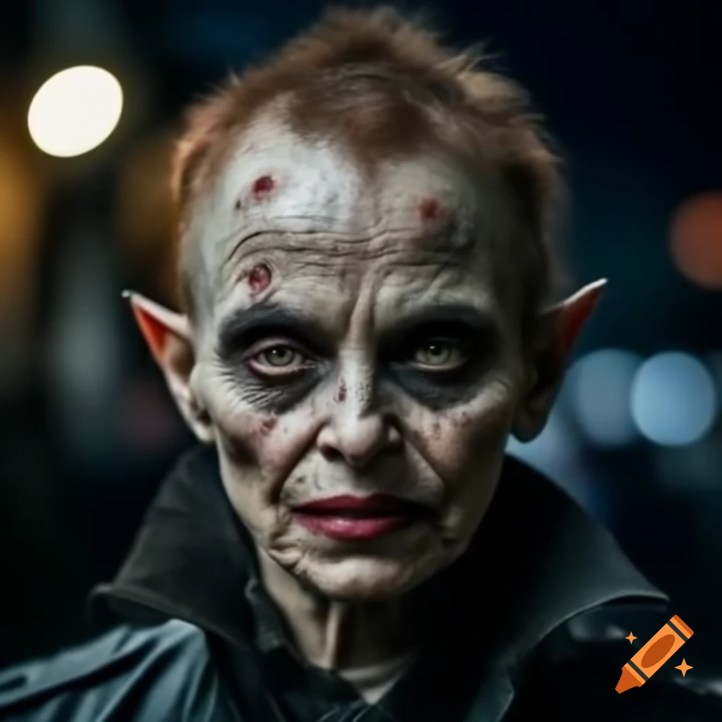 Nosferatu-inspired vampire with messy hair in San Francisco nightlife