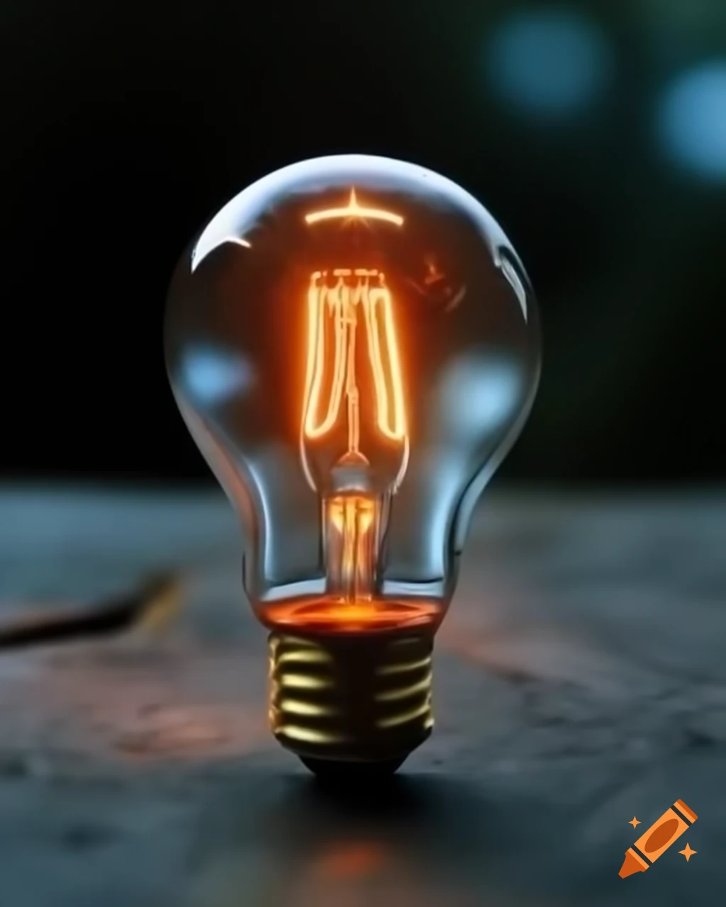 Illuminated light bulb showcasing a miniature universe with frozen cascade