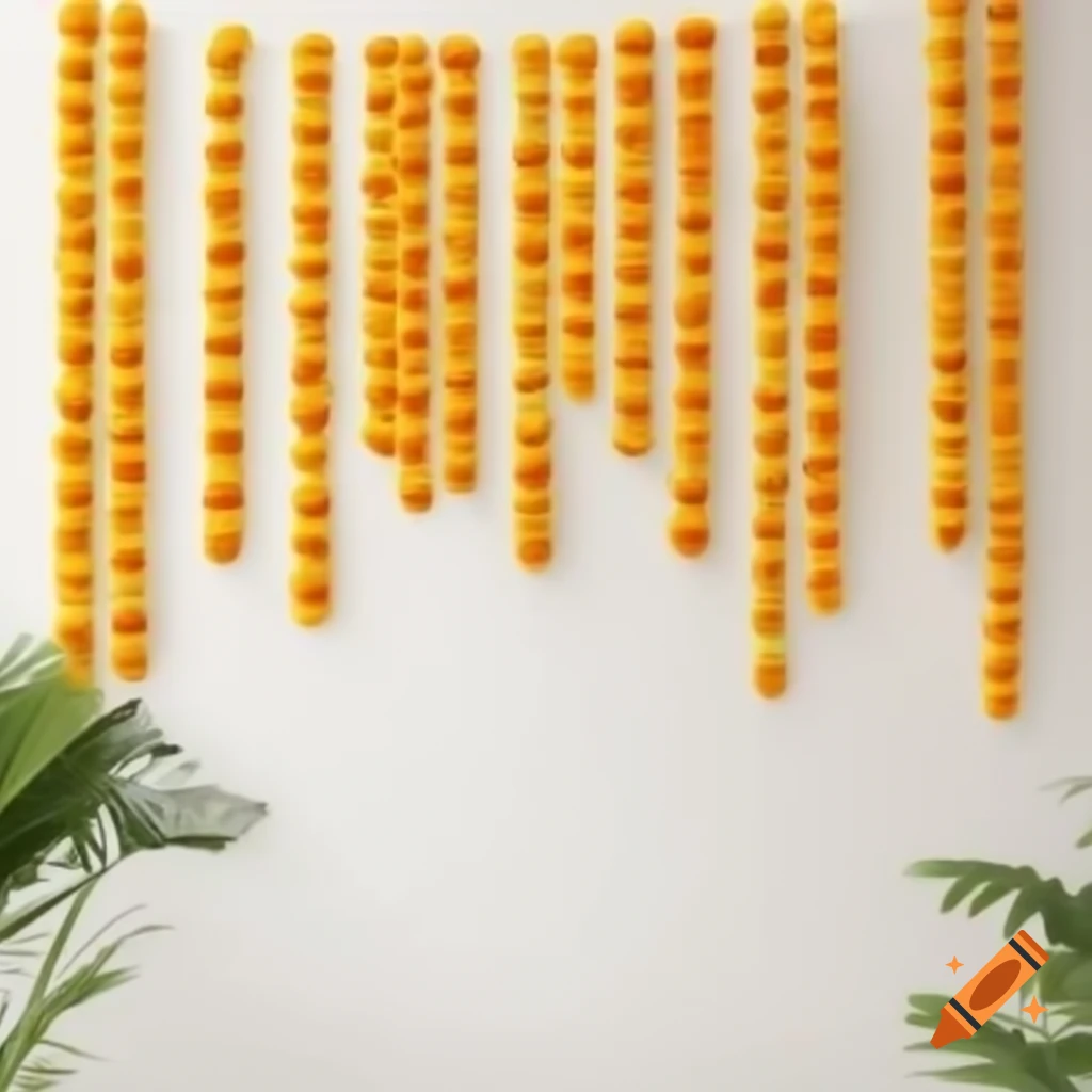 Marigold garland decoration vector design with vertical and overhanging elements