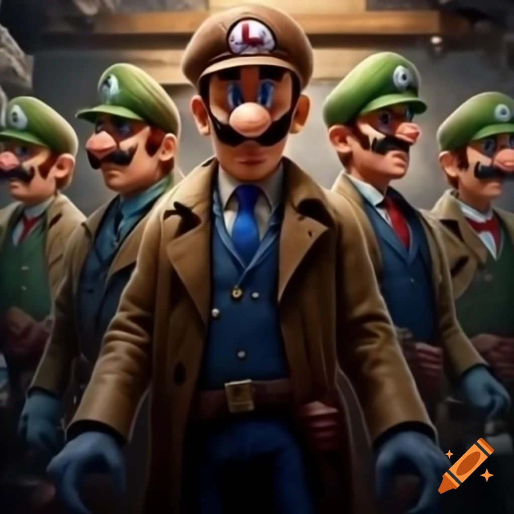Mario characters depicted in World War 1 trench warfare setting