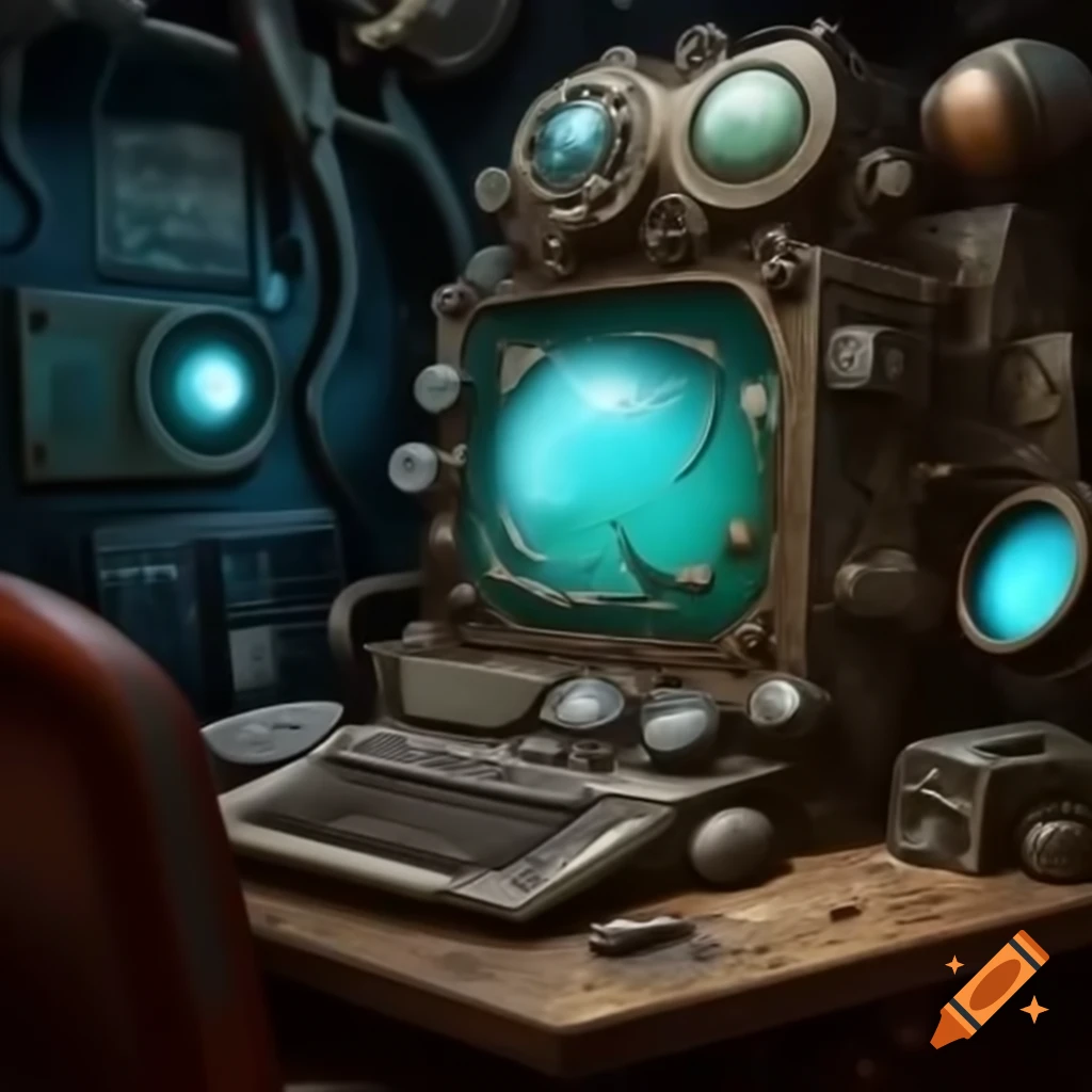 Steampunk-inspired space terminal computer design
