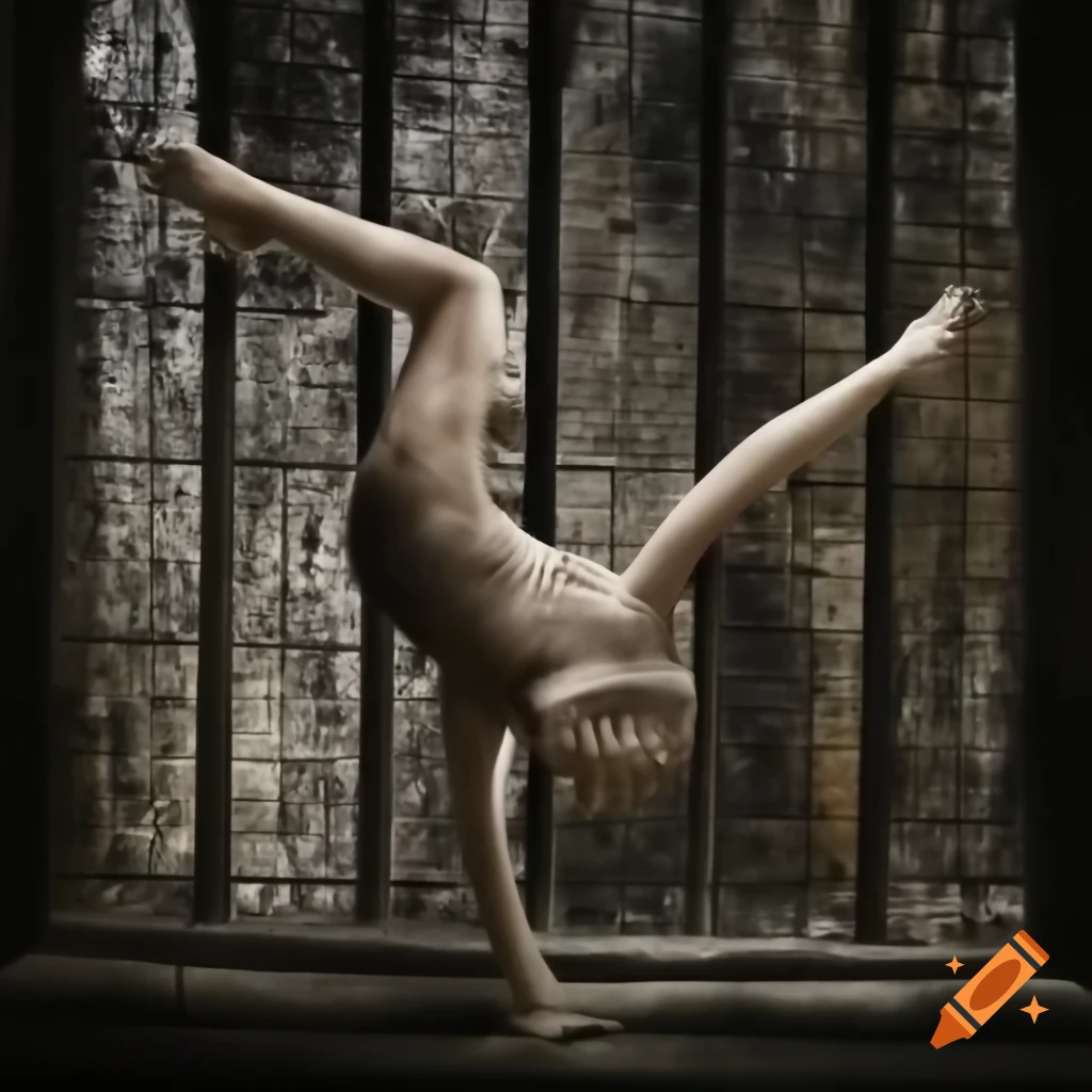 Gothic-style gymnasium interior with old gymnastic equipment