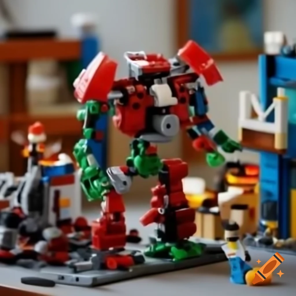 Detailed LEGO set with various intricate pieces