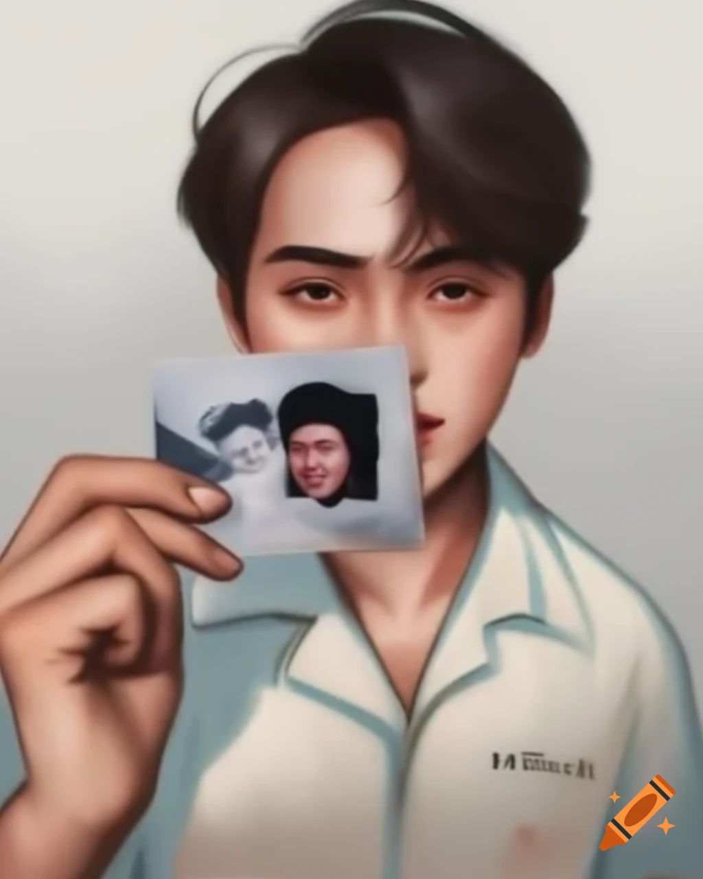 Indonesian KTP card held up showing photo and ID number against plain background