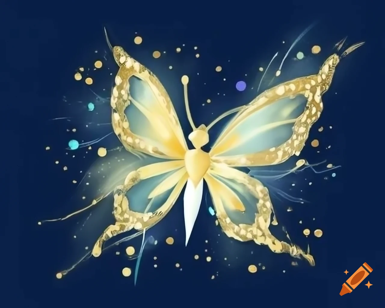 Luminous fairy dust in gold, silver, and white in storybook style