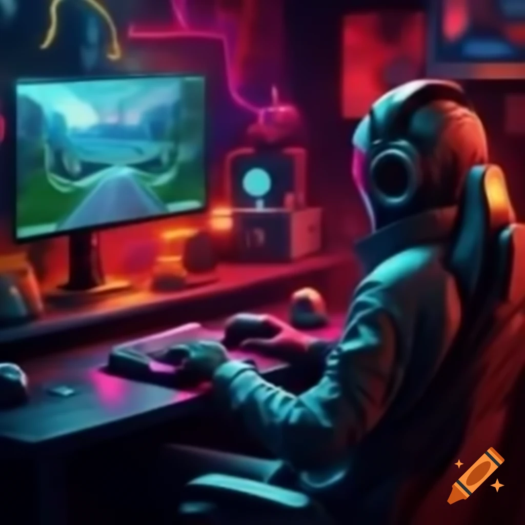 Vibrant gaming scene with characters in action