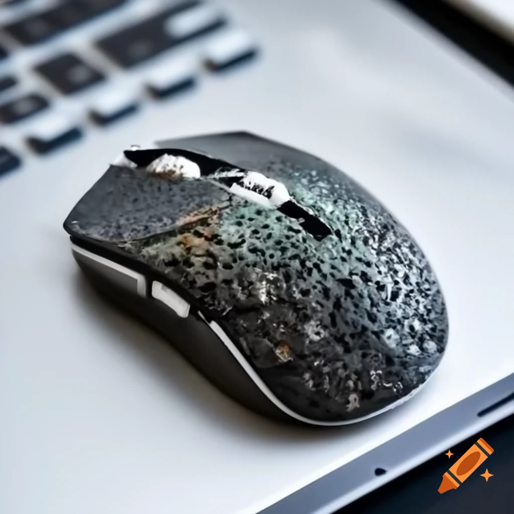 Computer mouse crafted from meteorite glass and metal