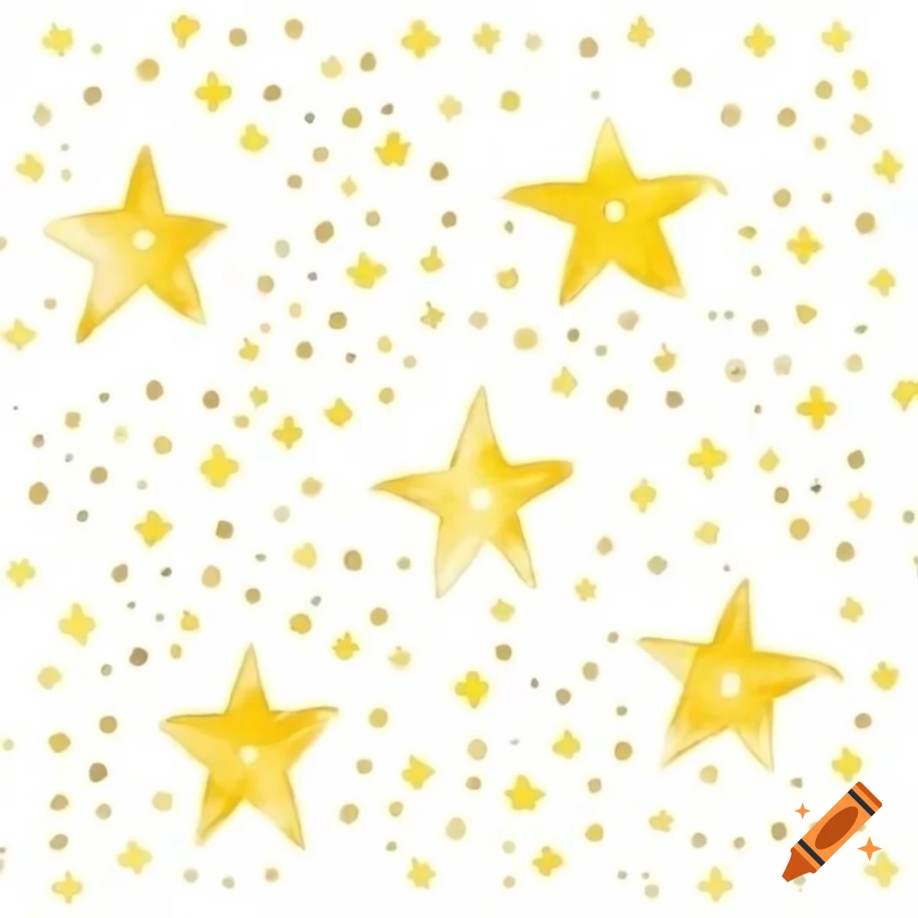 Twinkling stars in watercolor shades of yellow and gold, cartoon style