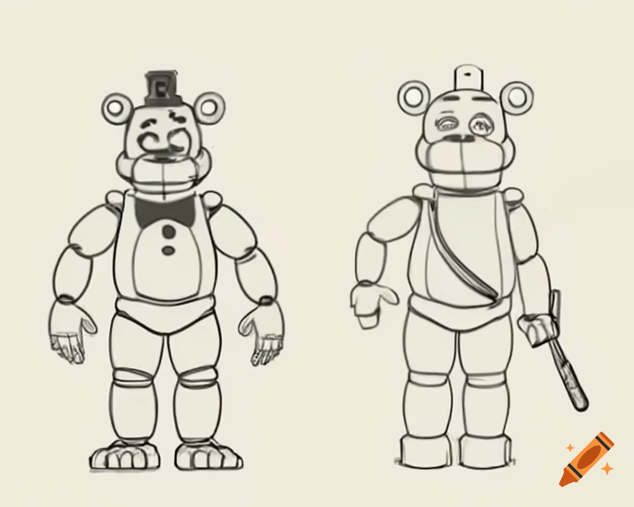 1990s cartoon of Freddy Fazbear as a pilot in early VHS footage