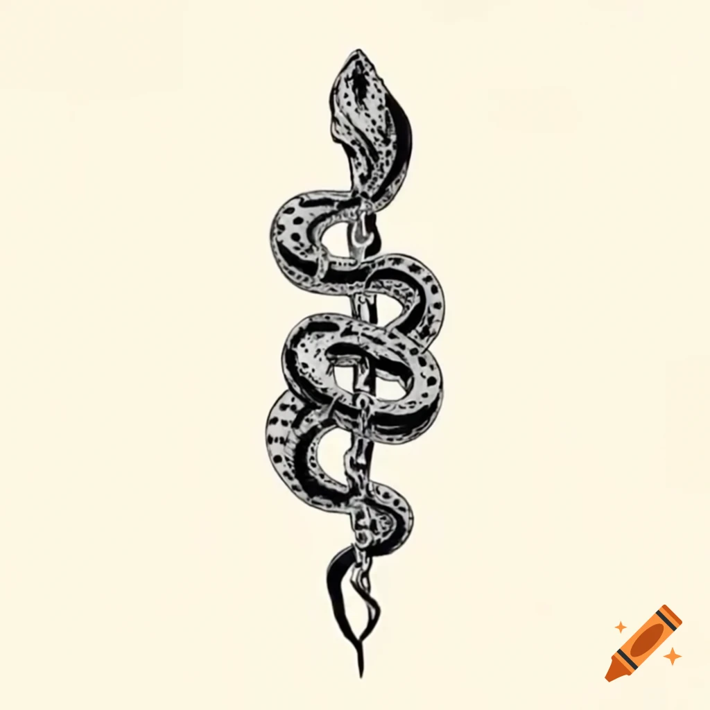 Intricate spine tattoo featuring snake design