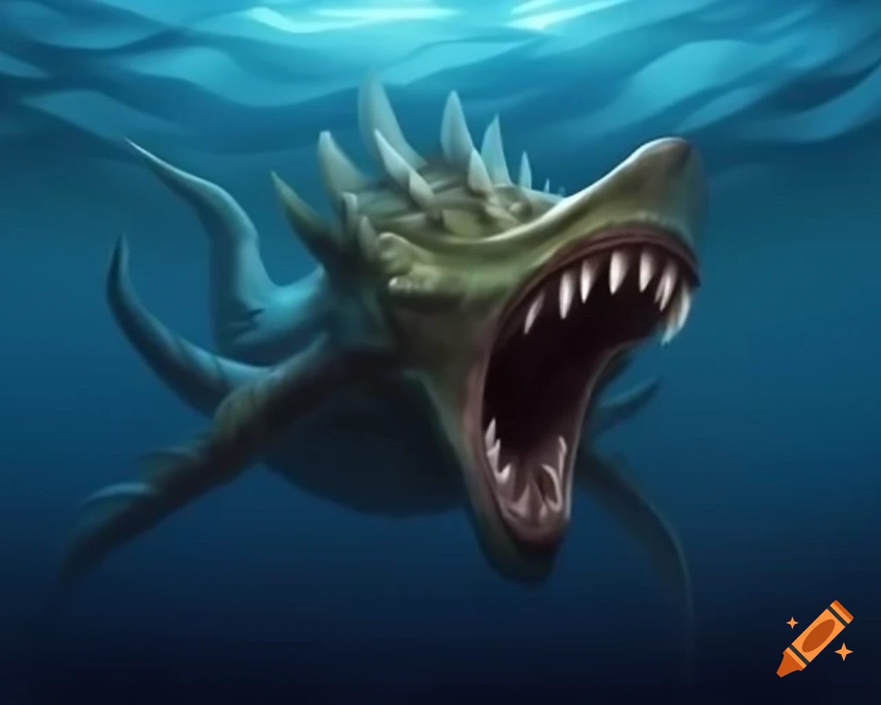 Monstrous sea creature showcasing sharp teeth