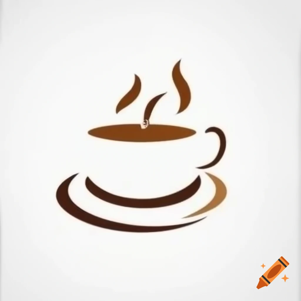 Minimalist logo design with coffee cup silhouette and swirling beans