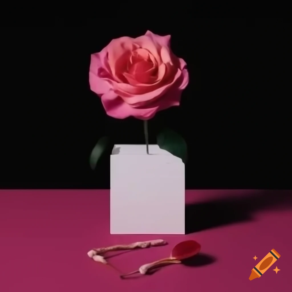 Simple still life composition featuring a rose