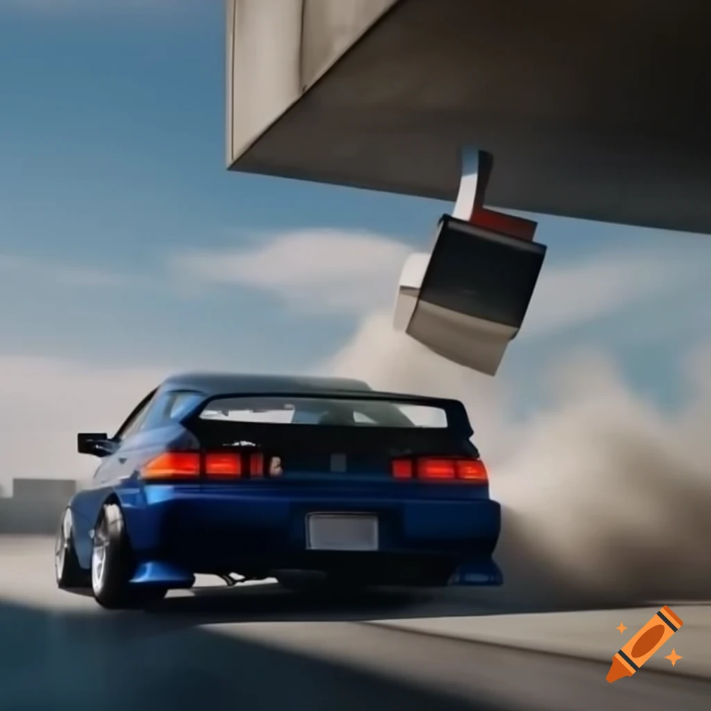 Honda Civic crashing into large concrete mailbox