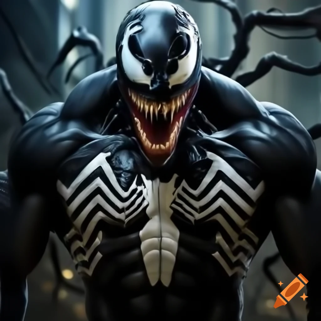 Venom symbiote interacting with a zombie character
