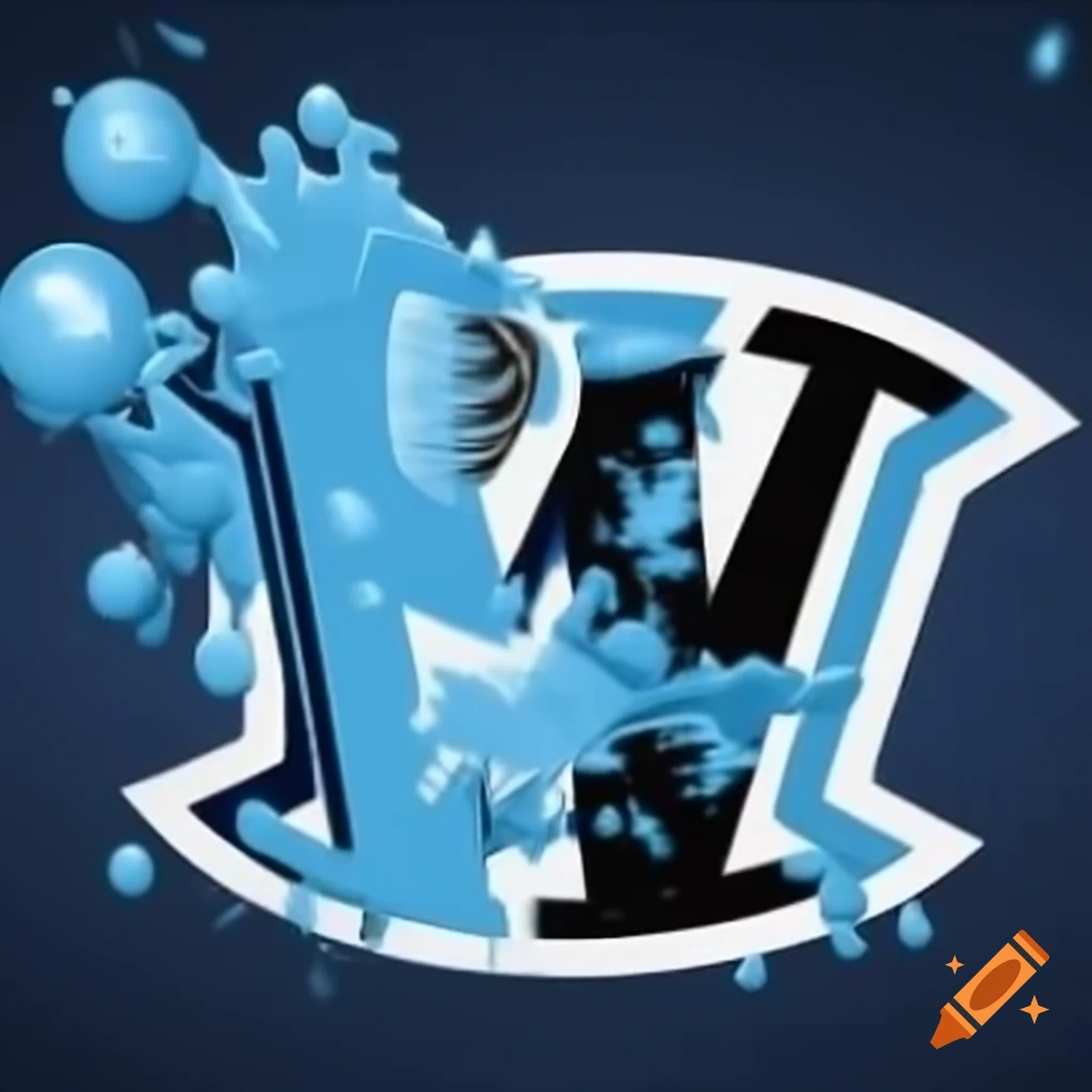 Logo design for Arctic Splash basketball team featuring glacier A, basketball net, and Carolina Blue colors