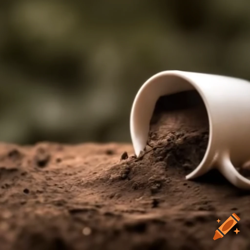 Tea cup filled with dirt