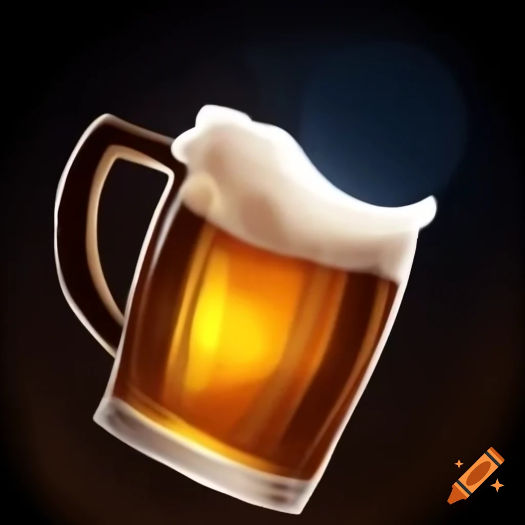 Crescent moon smiling over frothy beer glass, representing convivial pub atmosphere