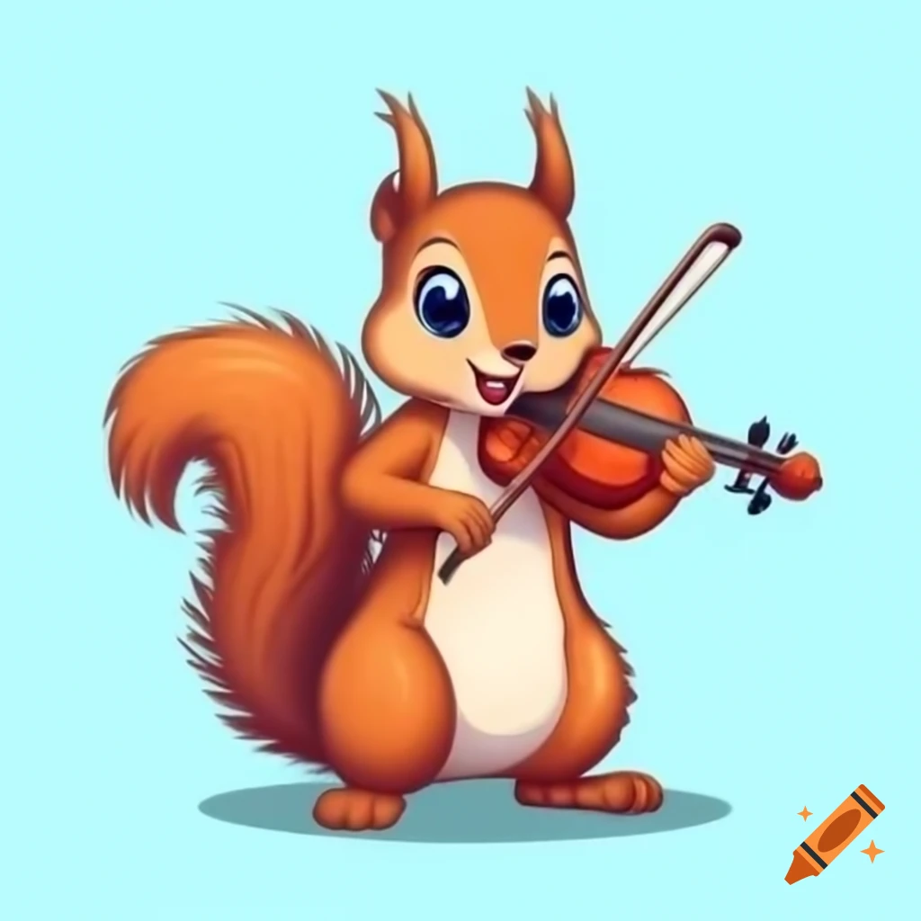 Squirrel playing the violin