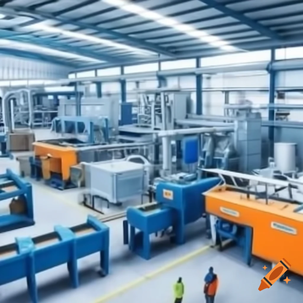 Modern plastic recycling facility with high-tech machinery