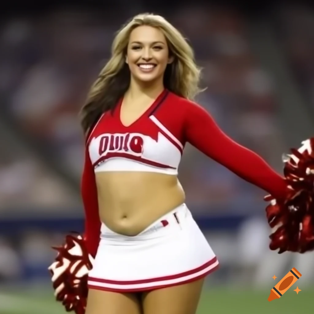 Cheerleader in uniform with a positive attitude