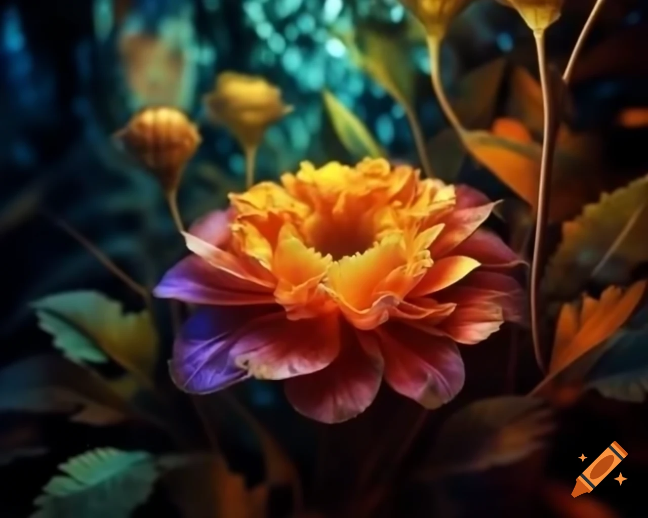 Colorful stained glass branches with vibrant leaves showcasing nature's artistry