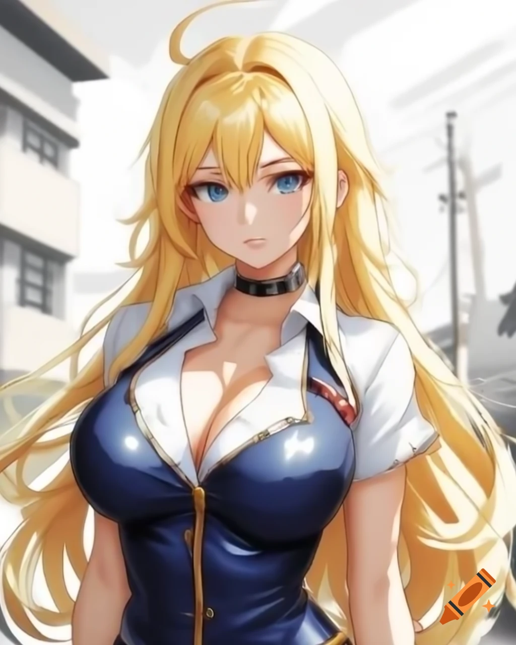 Japanese rebellious gyaru in summer uniform on school rooftop, pixel art style