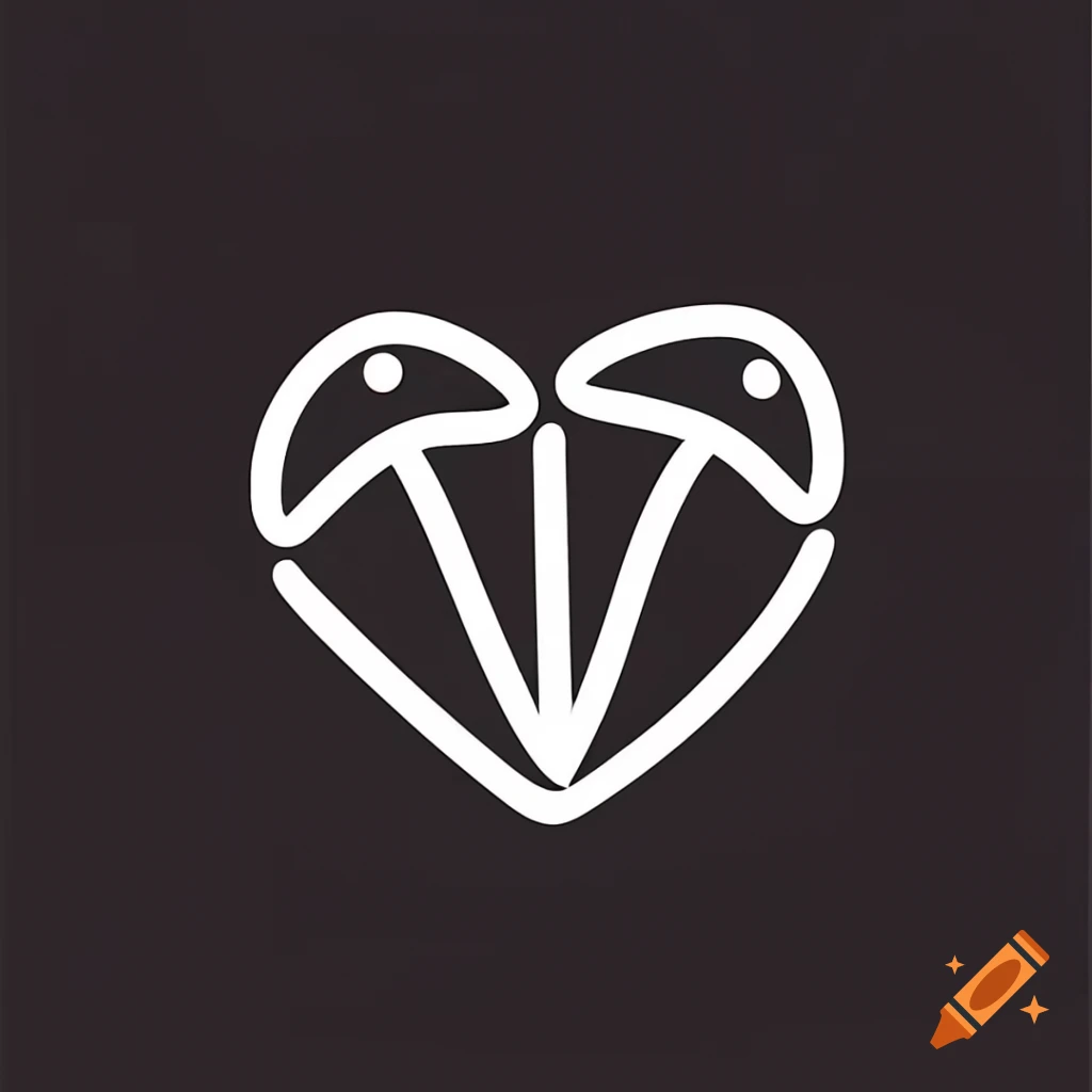 Minimalist mushroom heart icon design