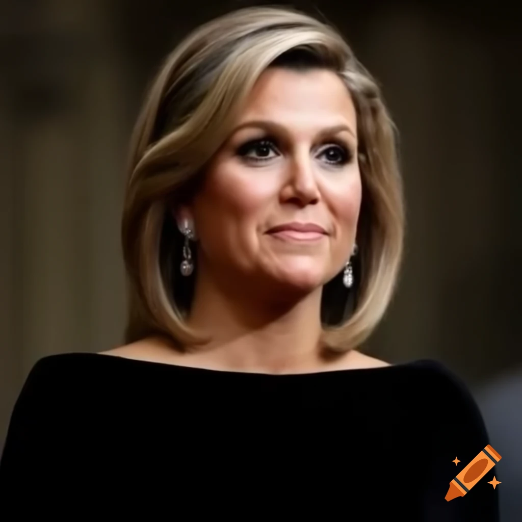 Queen Maxima showcasing a dramatic hair transformation from long straight hair to short curls