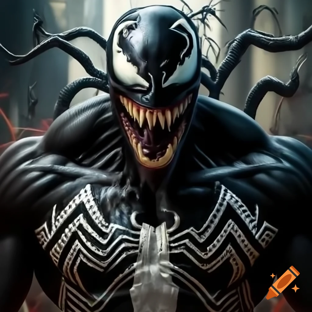 Venom symbiote interacting with a zombie character
