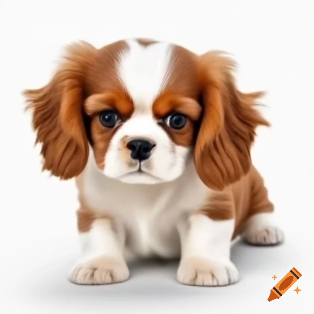 Realistic tan and white King Charles Cavalier puppy