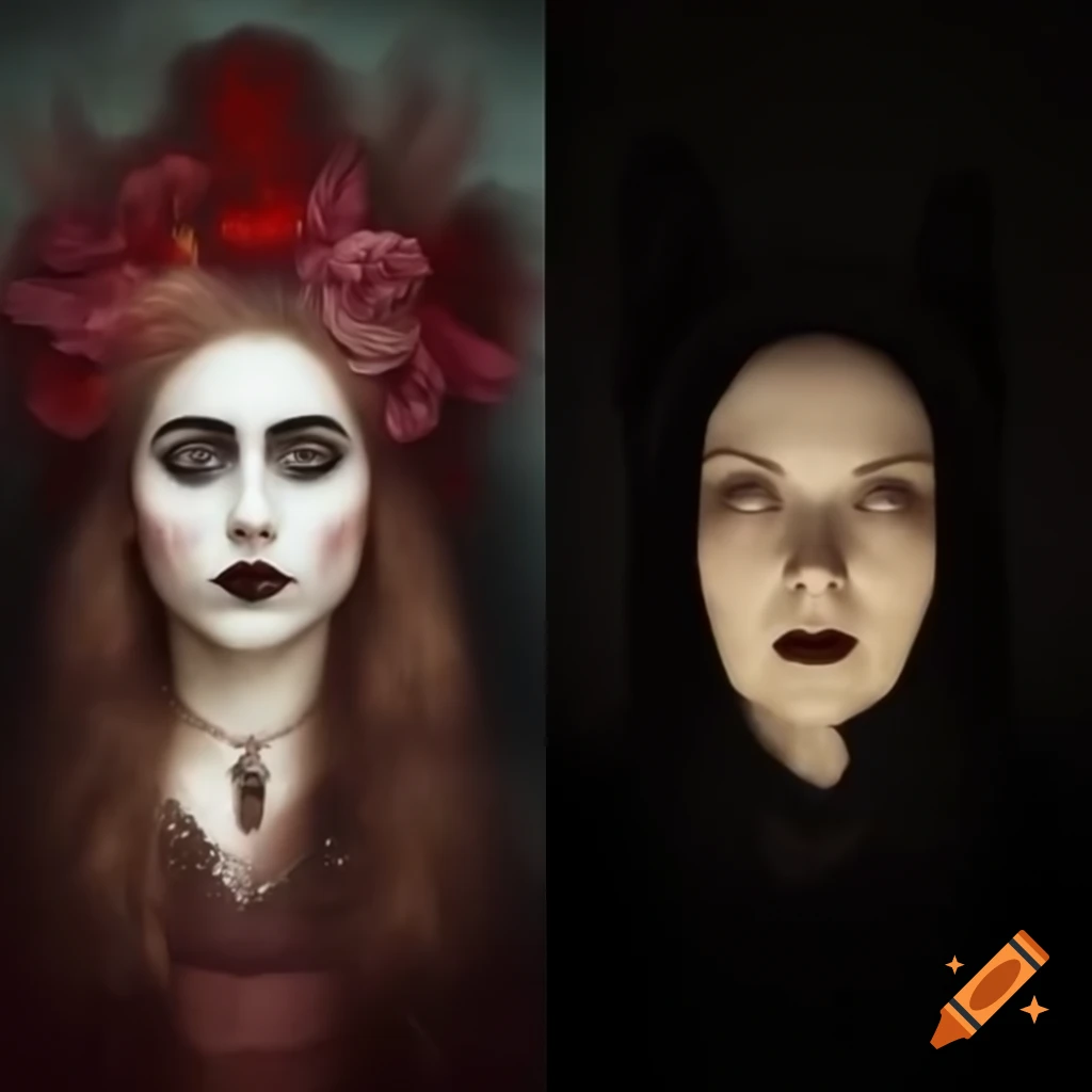 Contrast Diptych featuring Southern Slav female and Gothic woman