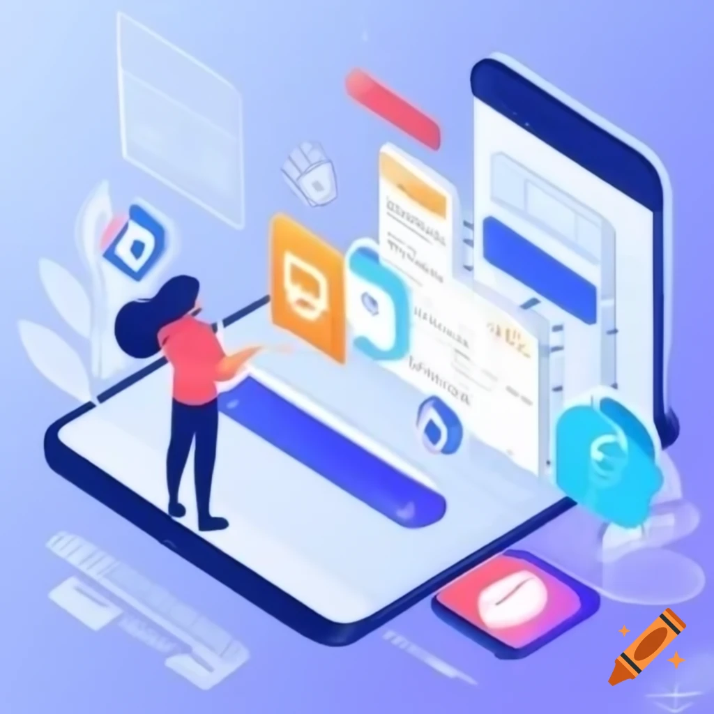 Mobile app illustration for flow pages design concept
