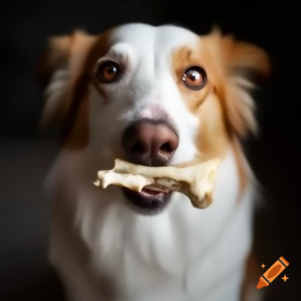 Dog enjoying a bone