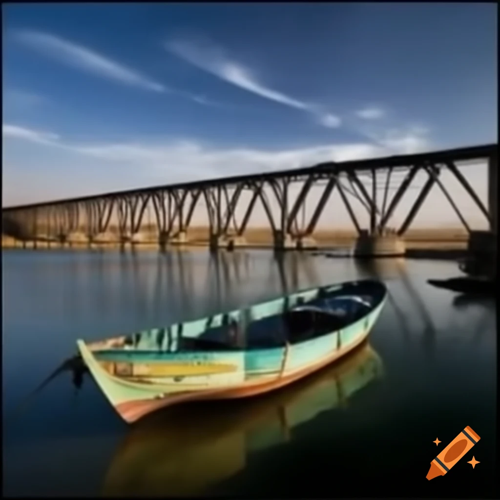 Fishing boat by Shahrestan Bridge in Khorramshahr, Iran