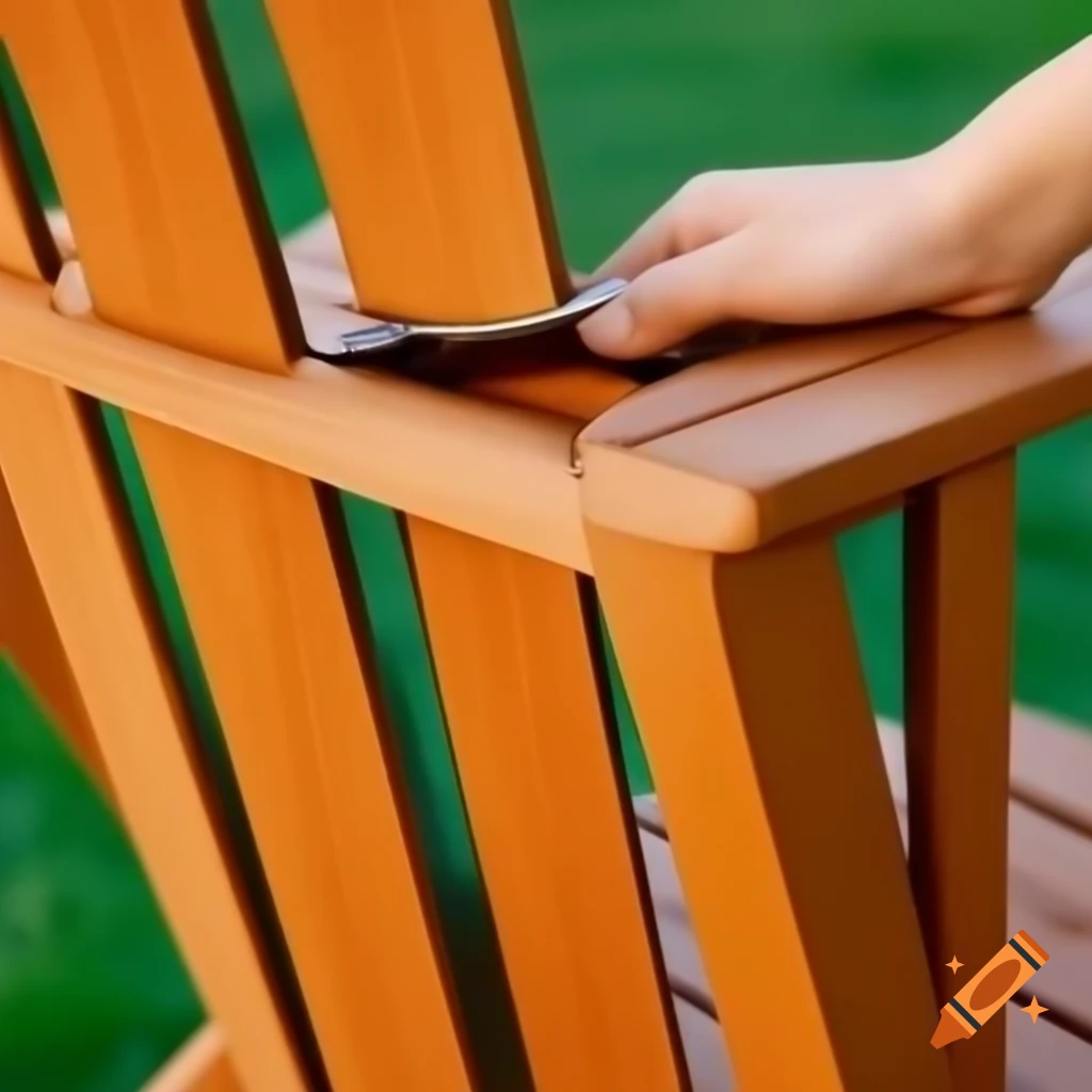 Close-up of armrest fastening on Adirondack chair