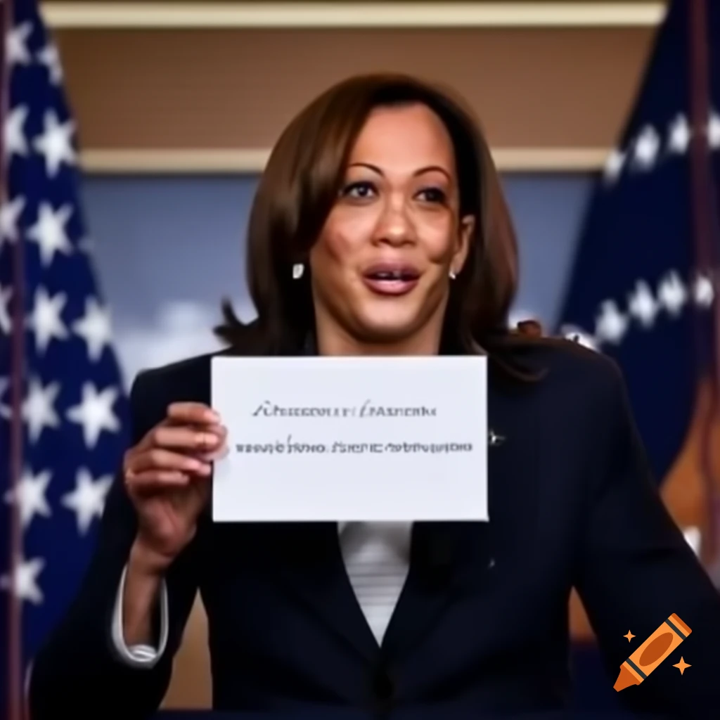 Kamala Harris holding sign with the phrase "every single time"