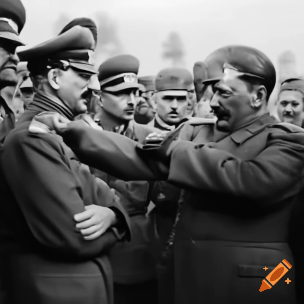 Imagery of historical figures in conflict, illustrating a dramatic confrontation