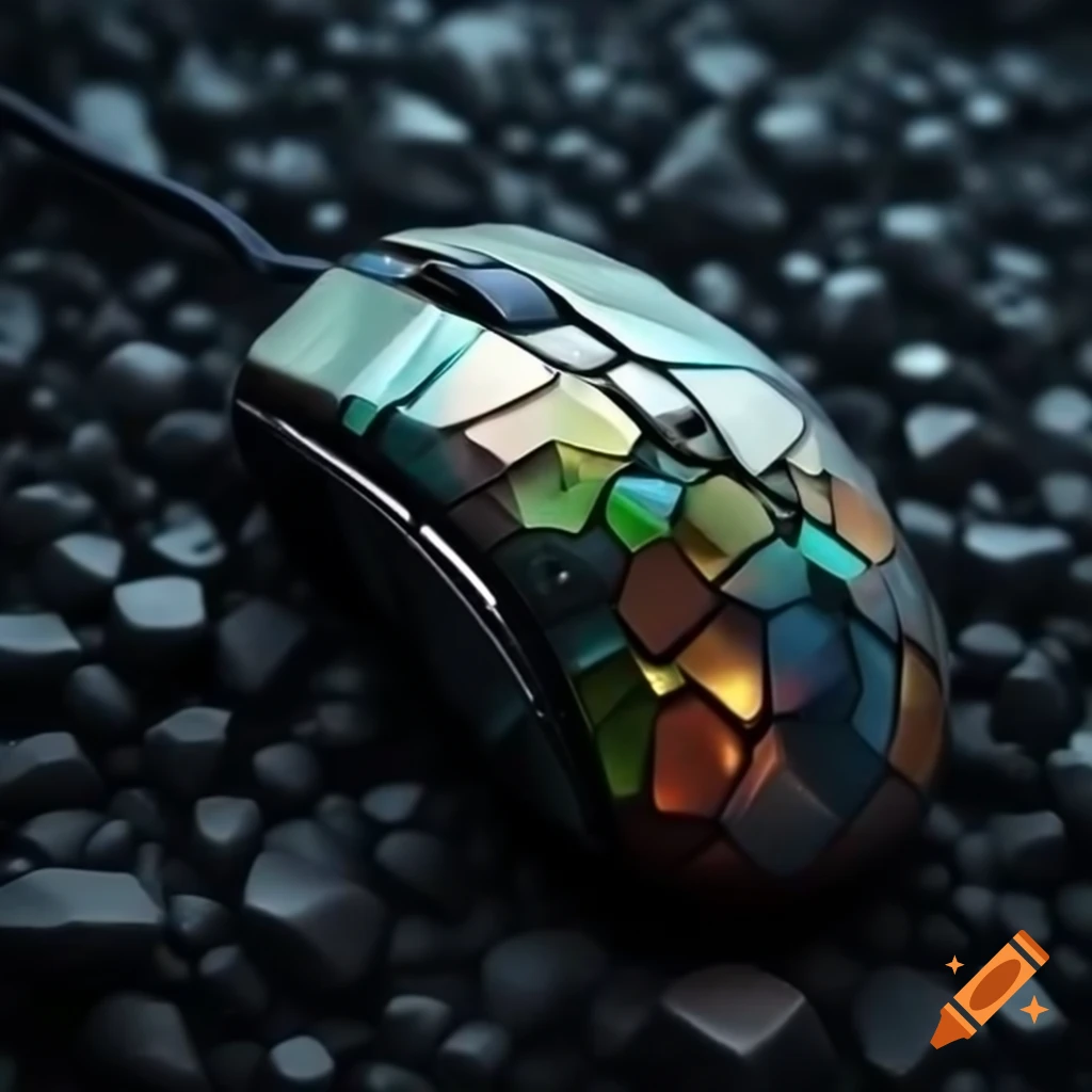 Computer mouse crafted from meteorite glass and metal