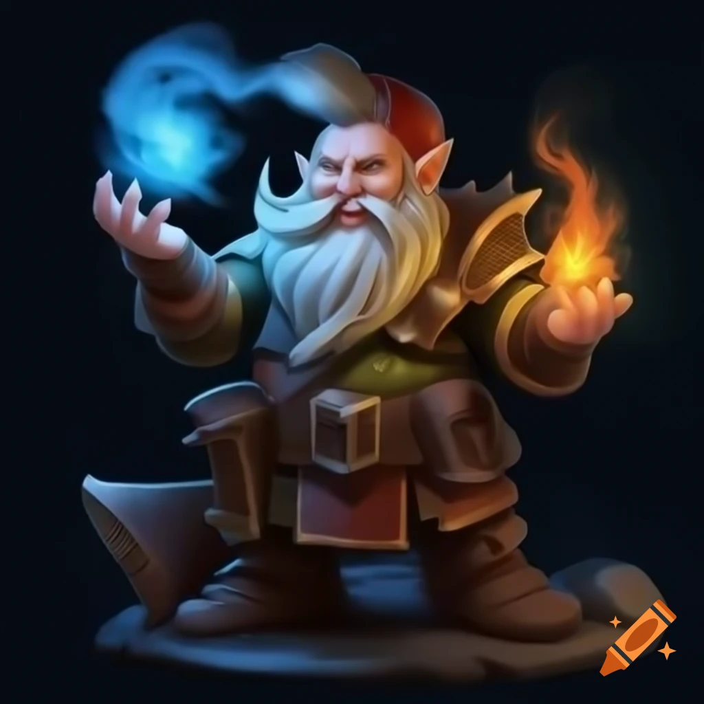 Fantasy dwarf mage casting spells