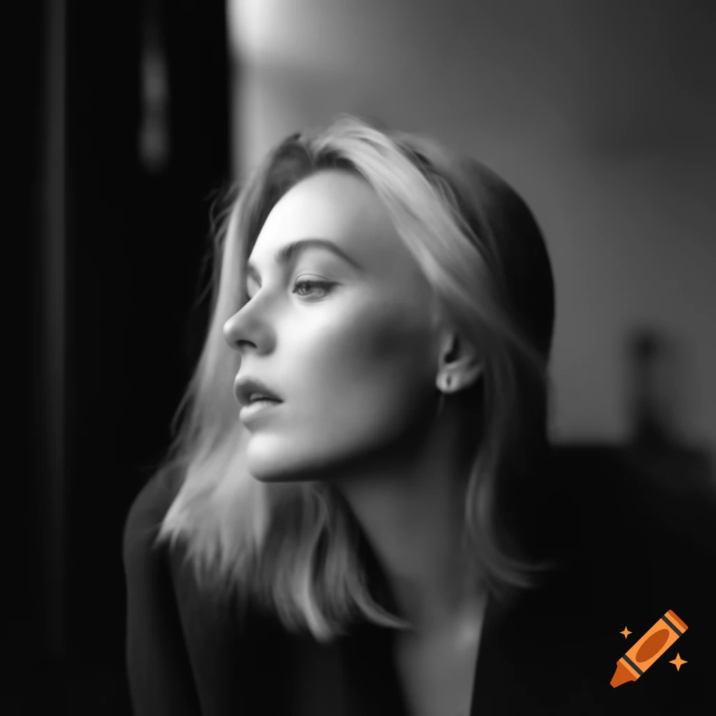 Blonde woman in relaxed pose captured with flash photography