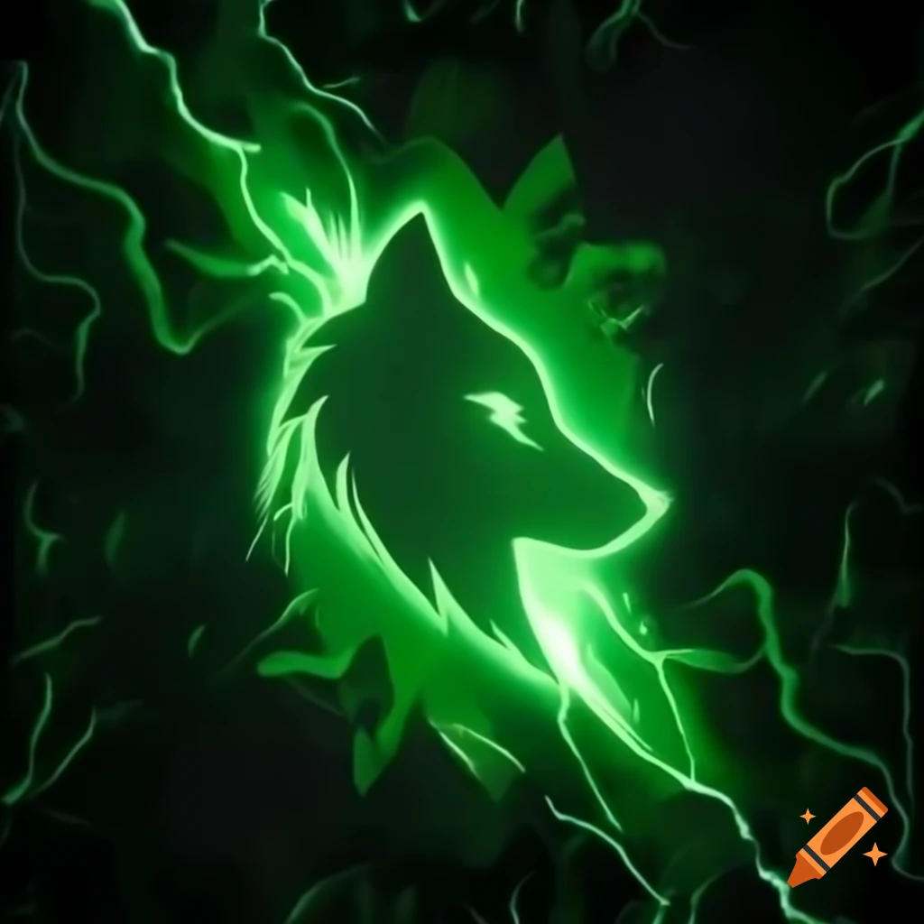 DJ logo featuring green lightning wolf silhouette named Dajopa