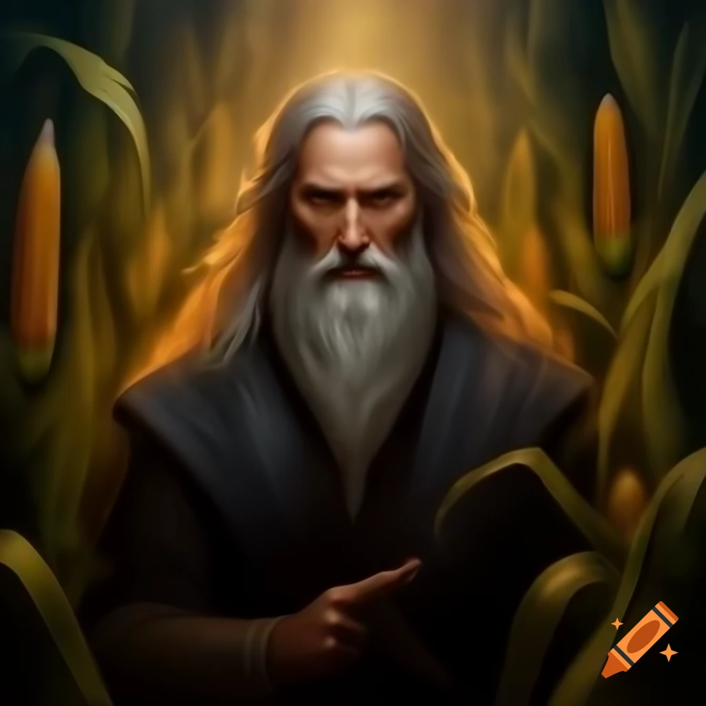 Corn cobs and stalks in a fantasy setting inspired by J.R.R. Tolkien