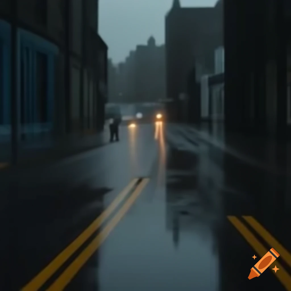 Rainy dark street at night