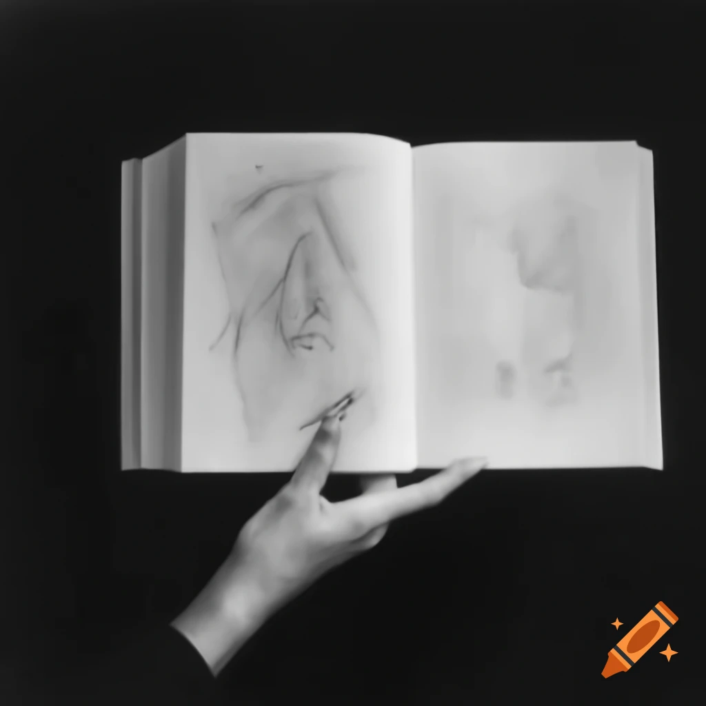 Sketch of a hand holding a book